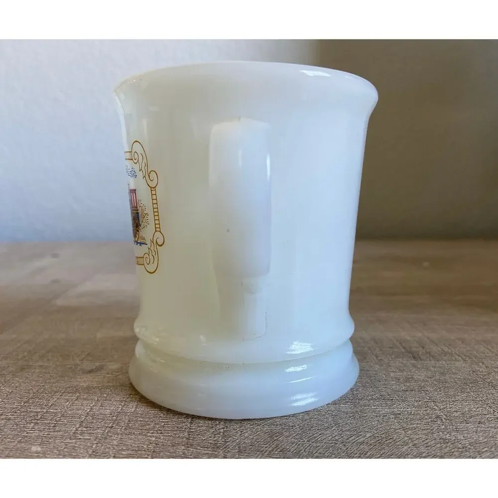 Vintage Avon Train Steam Engine Locomotive Milk Glass Mug Shaving Mug